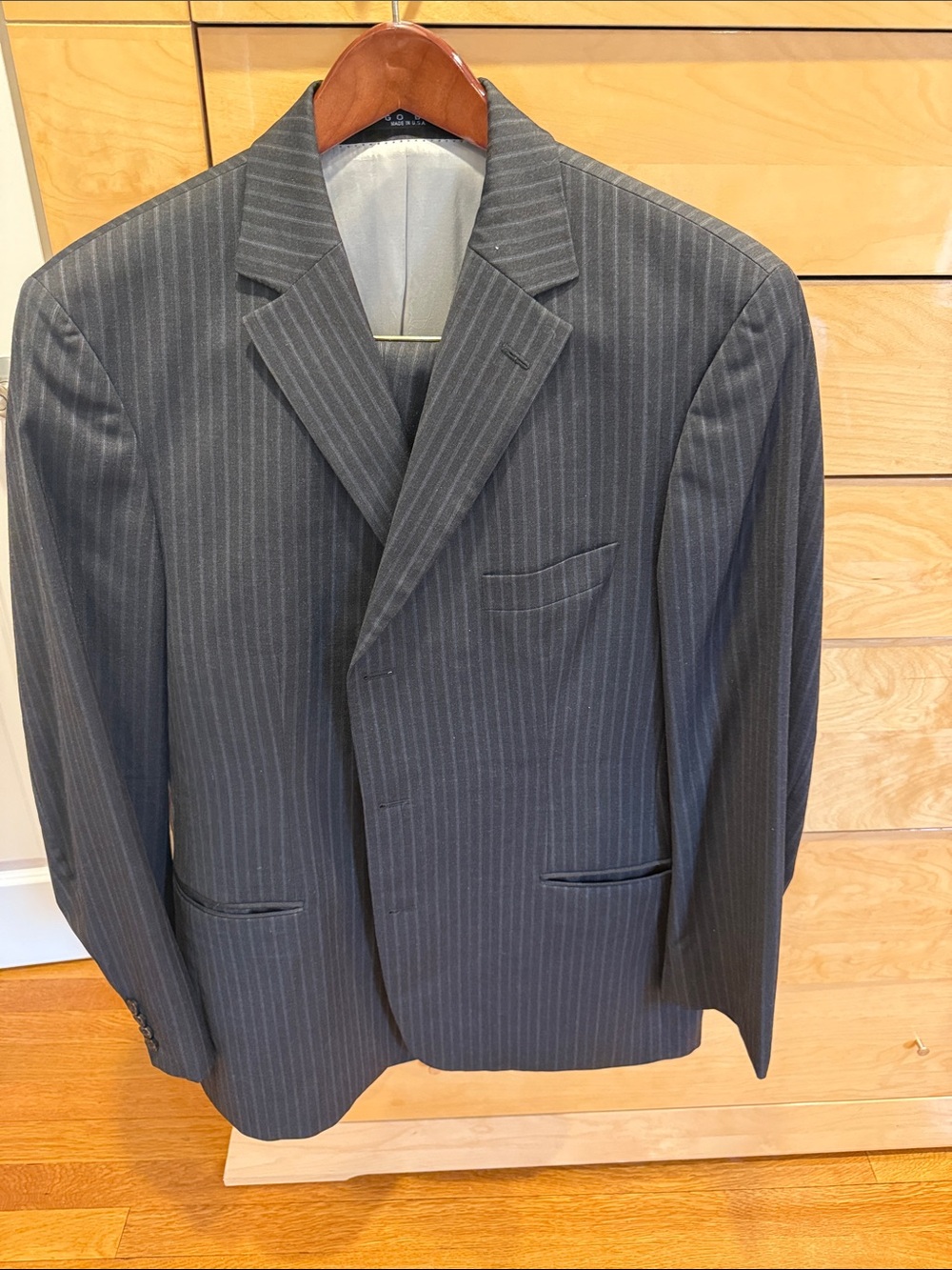 Men's Charcoal Pinstripe Suit Jacket and Pants - Classic Tailored